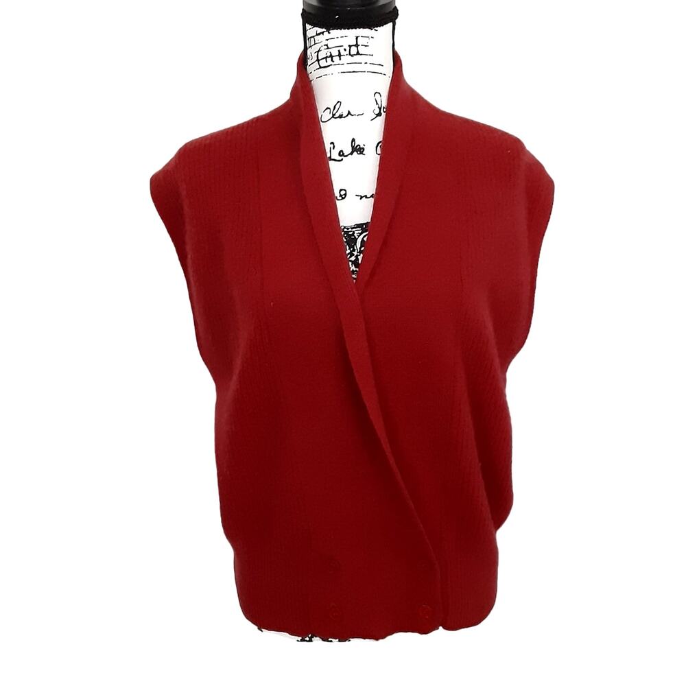 Vintage JH Collectibles Angora Sweater Vest Collared Double Breasted Rust Fuzzy
